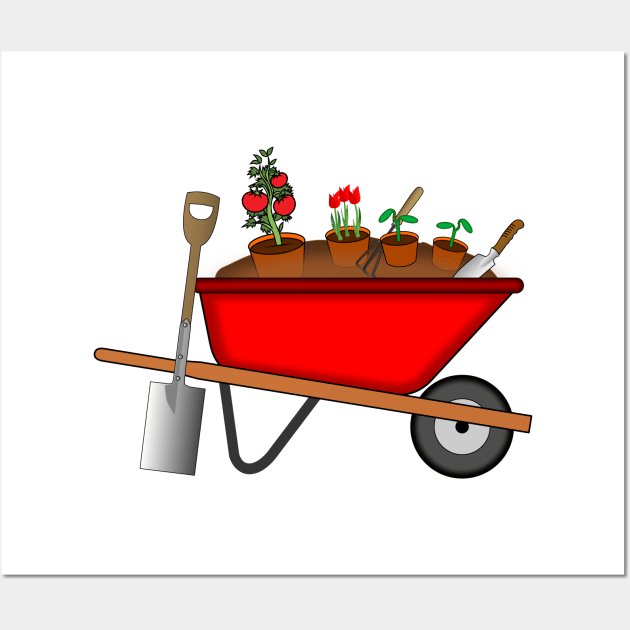 Red Wheelbarrow Wall Art by NiftyGaloot